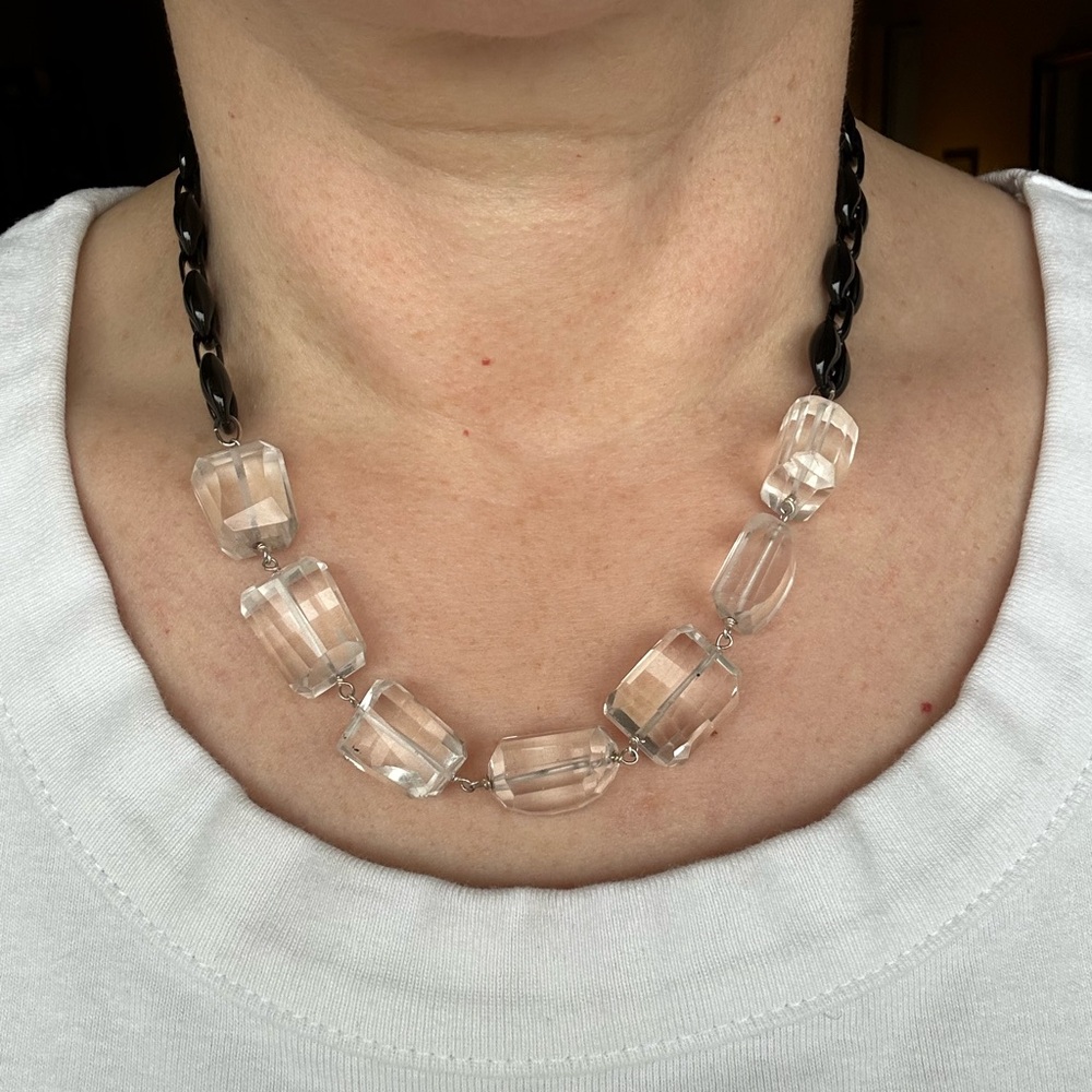 Handmade quartz and onyx necklace